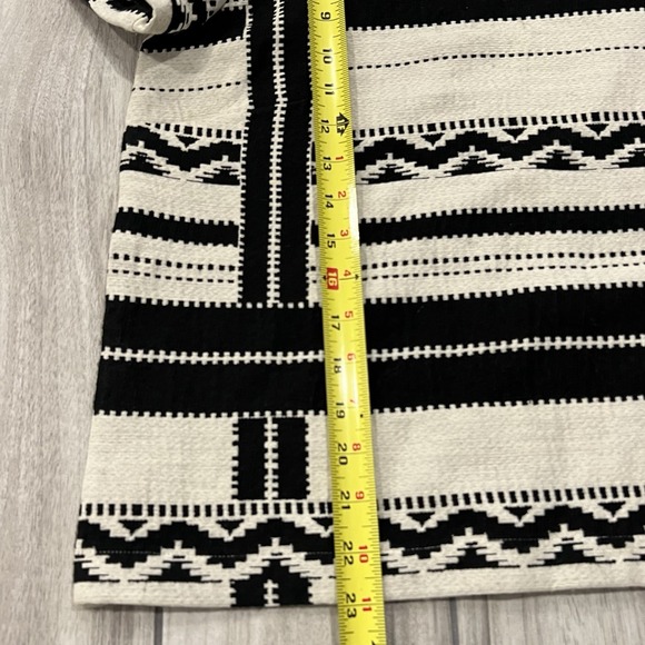 Madewell Top Women M Black White Geometric Jacquard Leather Trim E4764 Excellent - Picture 8 of 8